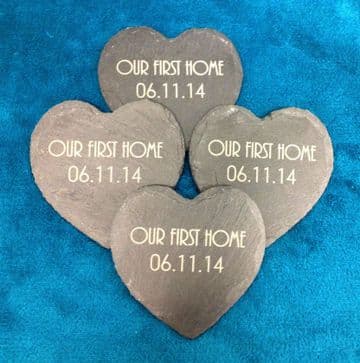 Personalised Heart Shaped Slate Coasters