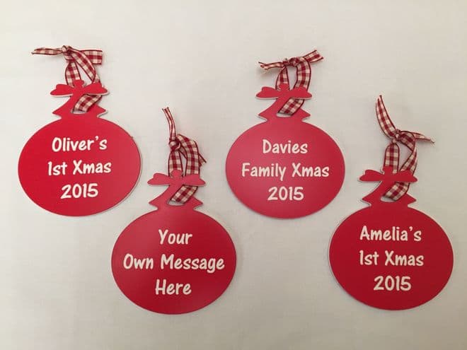Personalised Xmas Tree Bauble, 1st Xmas, Family