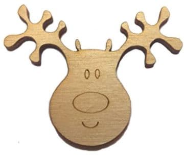 Wooden Reindeer Heads Christmas Craft Shape Decorations Pack of 10