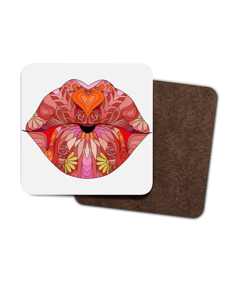 4 Pack Hardboard Coaster Honey Lips