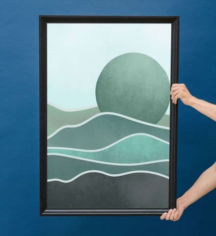 Abstract Green Mountain Landscape Art print