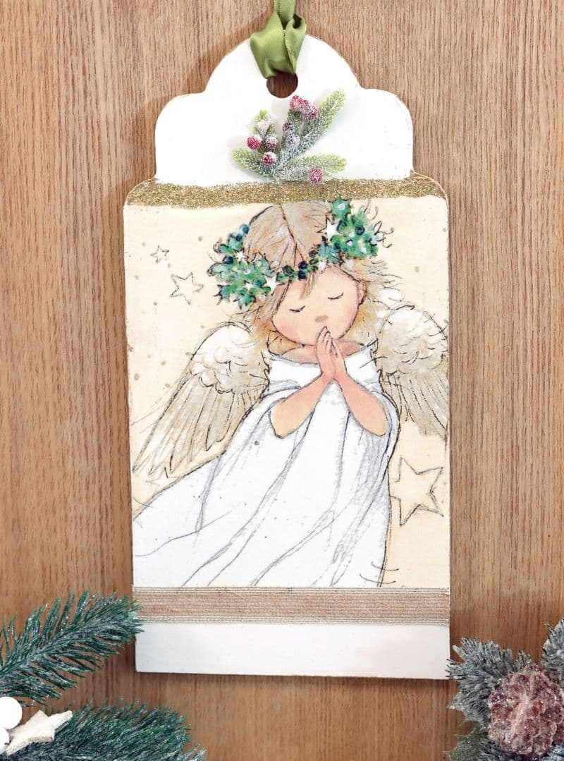 Angel Hanging Wooden Tag Decoration