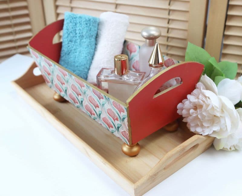 Art Deco Design Wooden Storage Basket