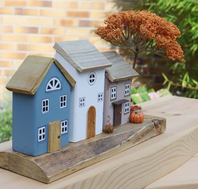 Autumn Cottages Wooden Ornament