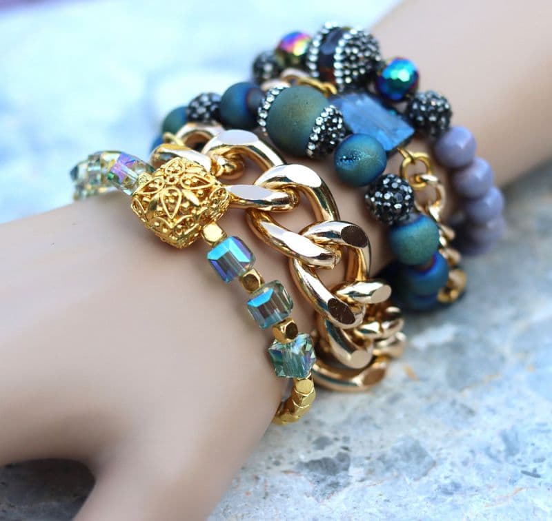 Blue and Gold Bracelet Set