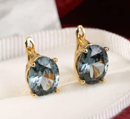 Blue glass crystal Earrings 18K gold plated
