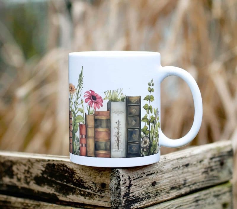 Book Shelf with Plants Ceramic 11oz Mug