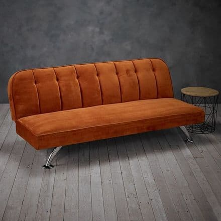 Brighton Sofa Bed In Burnt Orange velvet