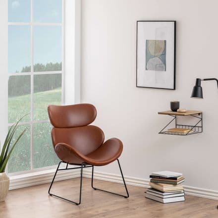 Brown leather style lounge chair