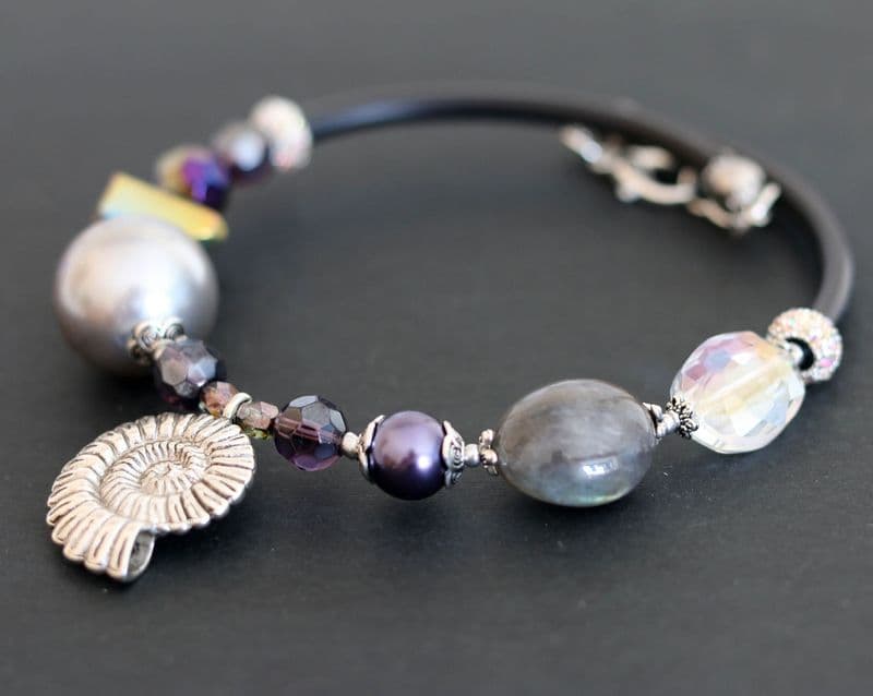 Chunky Silver Shell and Quartz Necklace