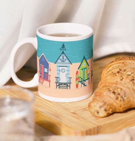 Colourful Beach Huts Ceramic 11oz Mug