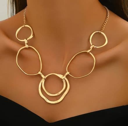 Contemporary Gold Circles Necklace