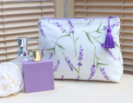 Cotton Cosmetic Bag with Lavender Design