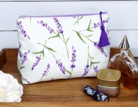 Cotton Cosmetic Bag with Lavender Design