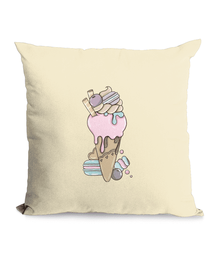 Cotton Cushion Cover with Ice Cream Cone Design