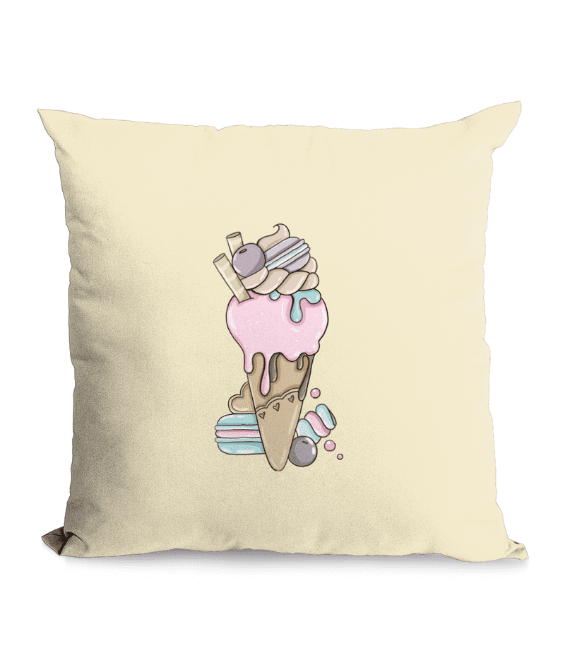 Cotton Cushion Cover with Ice Cream Cone Design