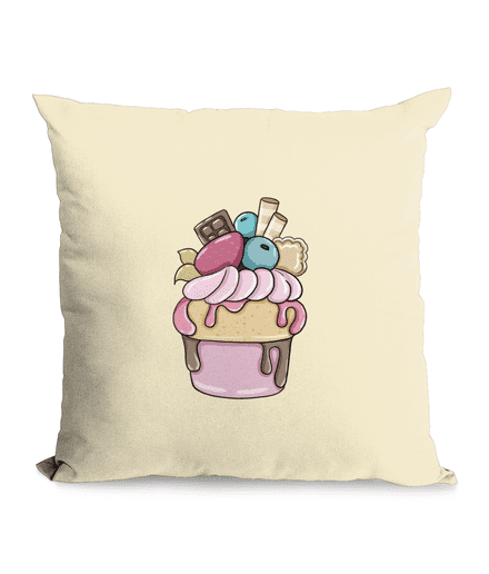 Cotton Cushion Cover with Ice Cream Dessert Design