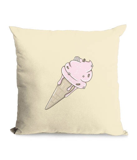Cotton Cushion Cover with Pink Ice Cream Design