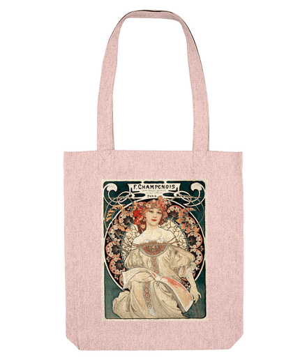 Cotton Tote bag with Art Nouveau Mucha Poster Design