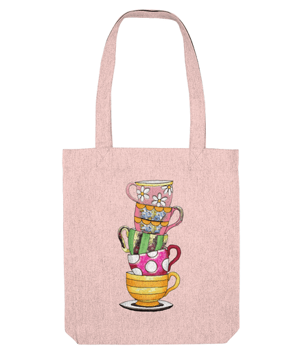 Cotton Tote bag with colourful Tea Cups Design