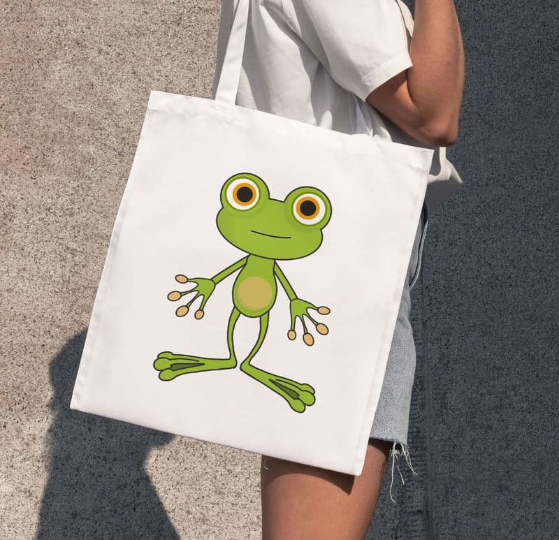 Cotton Tote bag with Green Frog Design