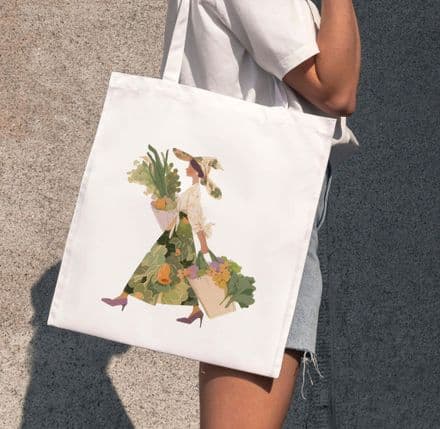 Cotton Tote bag with Market Day design in 4 colours