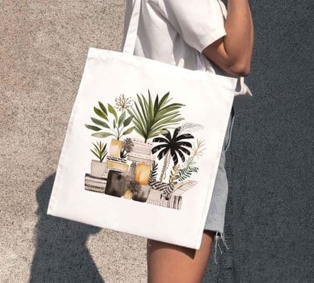 Cotton Tote bag with Palm design in 4 colours