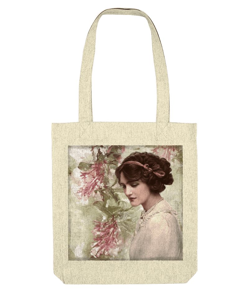 Cotton Tote bag with Romantic Vintage Lady Design