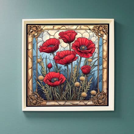 Crimson Elegance : Art Nouveau Inspired Print