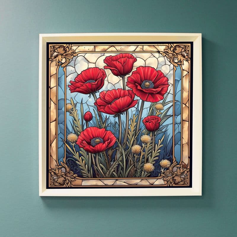 Crimson Elegance : Art Nouveau Inspired Print