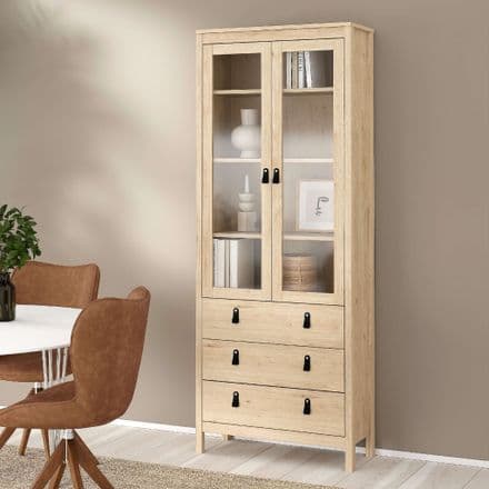 Display Cabinet with Glass Doors in Oak