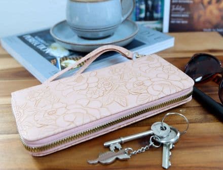 Embossed Leather effect wallet in Apricot