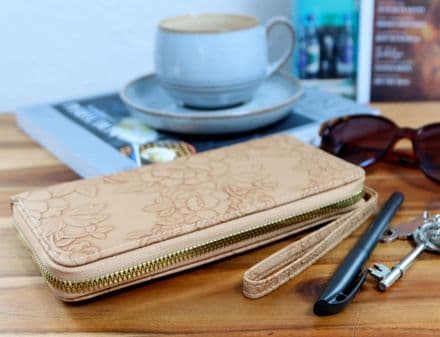 Embossed Leather effect wallet in Natural Tan