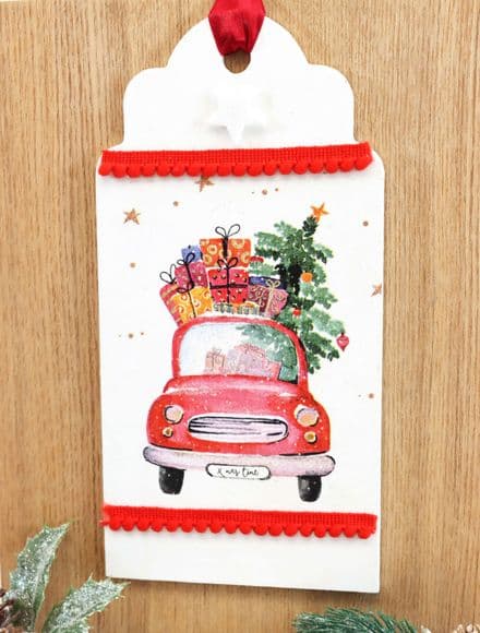Festive Hanging Wooden Tag Decoration