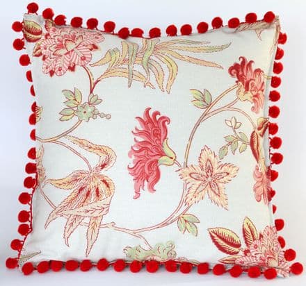 Floral Boho Pom Pom Cushion Cover