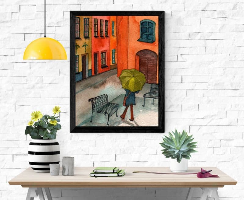 Framed A3 Fine Art Print - Rainy Day