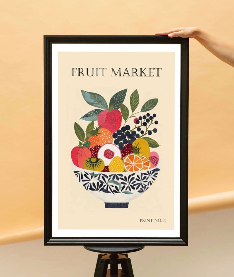 Fruit Market Art Print with Bowl of Fruit