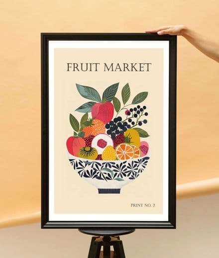 Fruit Market Art Print with Bowl of Fruit