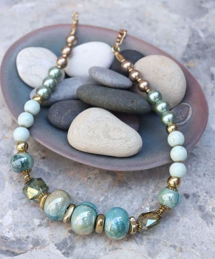 Gold and Green Chunky Necklace