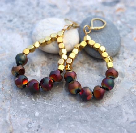 Gold & Copper Drop Earrings