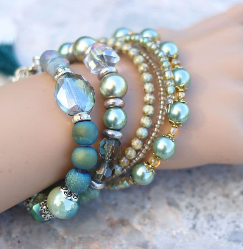 Green and Blue Bracelet Set