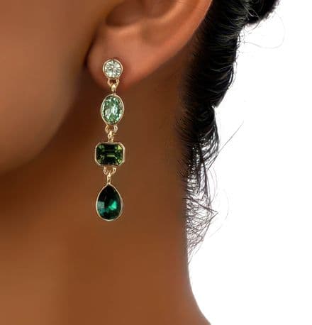 Green Crystal Drop Earrings