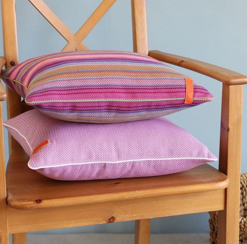 Herringbone Cushion Cover in Pink Stripes