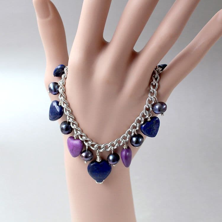 Lapis Lazuli and Peacock Pearl Bracelet