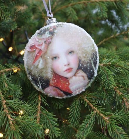 Large Glass Vintage Style Bauble with a Beautiful Young Girl image