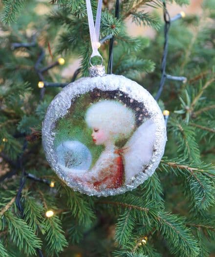 Large Glass Vintage Style Tree Bauble with Angel