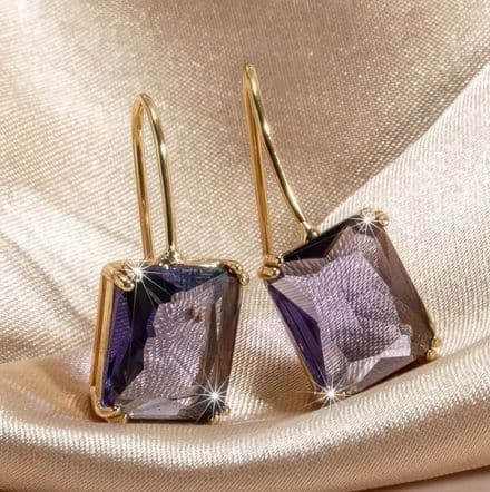 Lavender Glass crystal drop Earrings