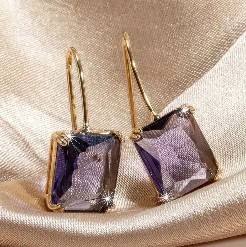 Lavender Glass crystal drop Earrings
