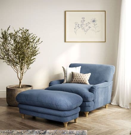 Luxurious Plumpton Armchair in Denim Blue