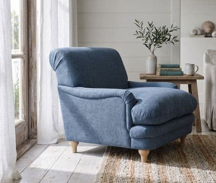 Luxurious Plumpton Armchair in Denim Blue
